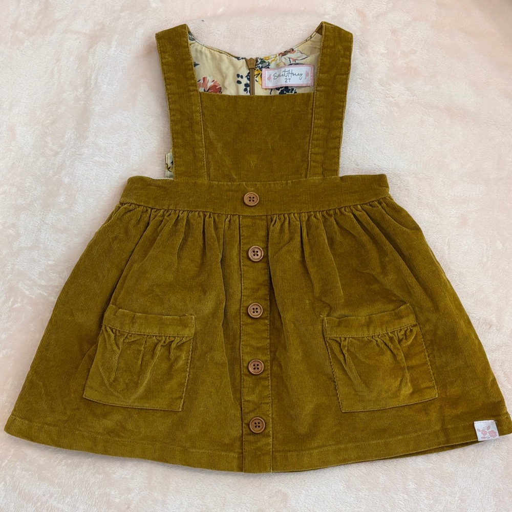 SweetHoney Golden Corduroy Dress